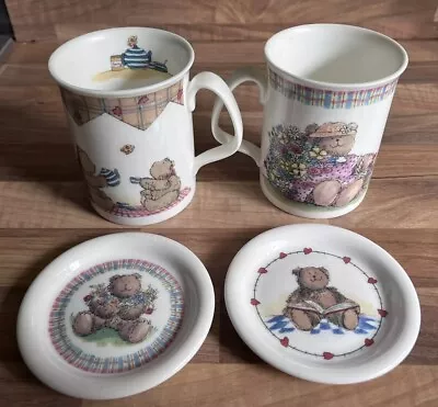 Buy Vintage St Michael Teddy Mugs & Coasters, Fine Bone China, Marks And Spencer • 18.99£