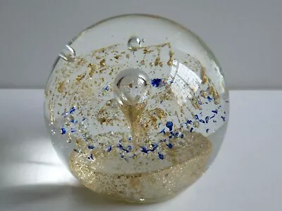 Buy Splash/Bubble Design Glass Paperweight. Vintage. XL. Gold/Blue/Champagne • 14.99£