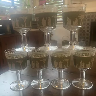 Buy Jeanette Wedgewood Green Greek Hellenic Short Stem Glasses (7) • 23.30£