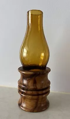 Buy Retro Vintage Wooden / Glass Tea Light / Candle Holder **Great Condition** • 6.50£