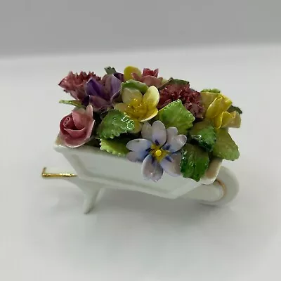 Buy Adderley Floral Bone China Bouquet Flower Arrangement In Wheelbarrow Ornament • 8£