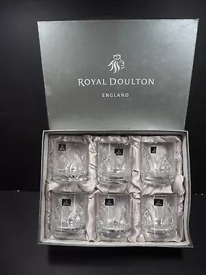 Buy 6 X Royal Doulton “SYMPHONY” Fine Lead Crystal Whiskey Tumblers Boxed & Signed • 99.99£