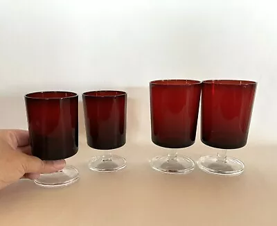 Buy 2 - VTG. Arcoroc Luminarc Ruby Red Stem Goblets Glassware 6 Oz. Or 10 Oz. FRANCE • 11.18£