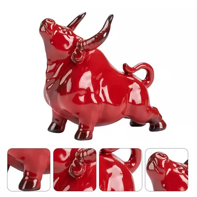 Buy  Spanish Bull Ornament Ornaments Adorable Red Ox Figure Dining Table Vintage • 15.28£