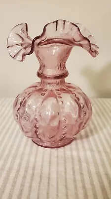 Buy Vintage Fenton Glass Vase Cranberry Coin Pink Purple Melon • 13.93£