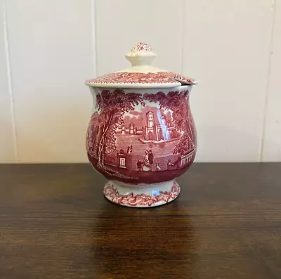 Buy Masons Ironstone Pink Vista Jam Pot With Lid. Excellent Condition. • 25£