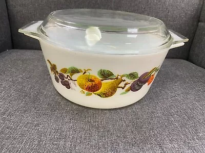 Buy Vintage JAJ PYREX Deep Casserole Dish With Lid Orchard Fruits (1539) • 5£