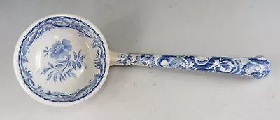 Buy Antique Pottery Pearlware Blue Transfer C & G Late Spode Floral Ladle 1833 • 34£