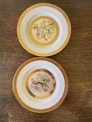 Buy Pair Of Vintage Art Of Chokin Japanese 24kt Gold Edged Plates Birds • 9.99£