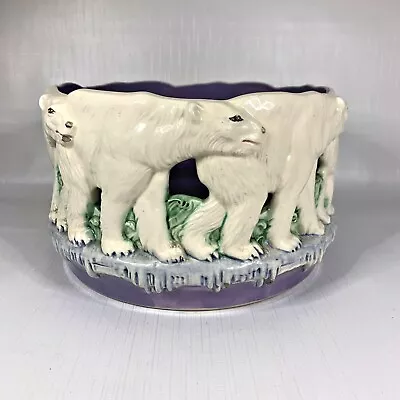 Buy Rare Majolica Polar Bear Bowl Eichwald CzechoslovakiaVintage 8” • 271.81£