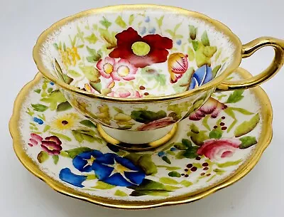 Buy Vintage Hammersley Queen Anne Wide Mouth Heavy Gold Footed Cup & Saucer; Teacup • 93.18£