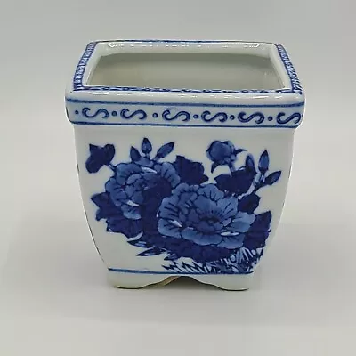 Buy Vintage Delft New Holland Floral Blue Delftware Planter Pot Square Succulent • 18.64£