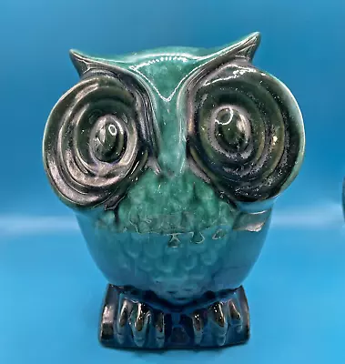 Buy A Green Glazed Large Owl Shaped Vintage Art Pottery Money Box (Very Good Cond) • 15.99£