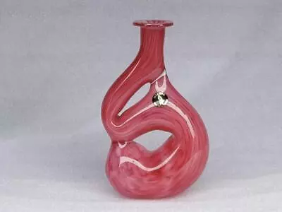 Buy Mtarfa  Malta Pink  Swirls  Art Glass  Vase  Maltese 21cm Tall With Label • 9.98£