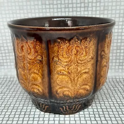 Buy Vintage Retro West German Scheurich Yellow Brown Plant Pot 810-17 Planter Floral • 19.99£