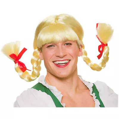 Buy Adult Unisex Blonde Funny Bavarian Beer Girl Plait Wig Oktoberfest Fancy Dress • 9.95£