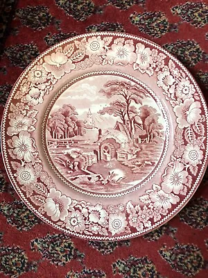 Buy Vintage W R Midwinter Ltd Rural England Large English Ceramic Pink Plate 31cm • 15£