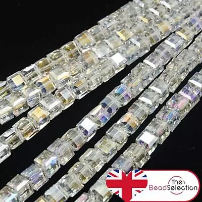 Buy Cube Crystal Glass Beads Clear Ab Lustre Sun Catcher 8mm 6mm 4mm • 2.96£