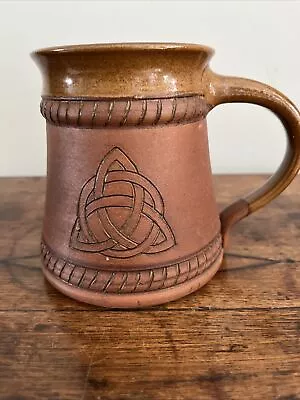 Buy Celtic Trinity Design Brown Tankard - 15oz-  Handmade  Pottery Mug • 18.99£