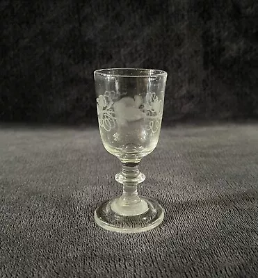 Buy 19th Century Antique Hand Blown Bohemian Etched Grapevine Cordial Shot Glass • 14£
