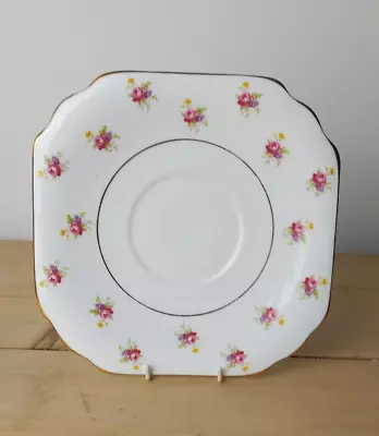 Buy Vintage Duchess Bone China Square Pink Rosebud Cake Serving Plate 20.5cms • 7£
