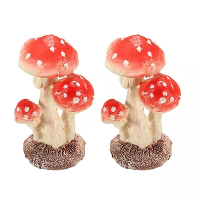 Buy  2 Pcs Red Toadstool Mushrooms Decor Garden Ornament Terrarium Figurine Glass • 7.38£