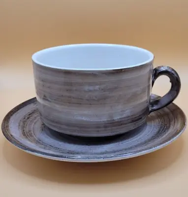 Buy Briglin Studio Pottery Large Beige Cappuccino Cup And Saucer MCM 400ml • 12.99£