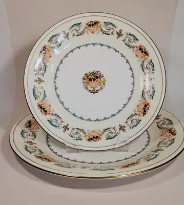 Buy Aynsley English Bone China Dinner & Salad Plate Banquet Pattern Fruits In Basket • 29.82£