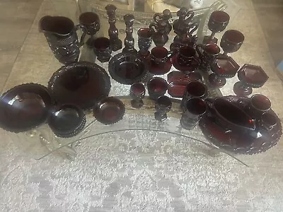 Buy 40 Piece Ruby Red Depression Glassware Set • 396.78£