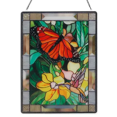 Buy Decorative Butterfly Flower Stained Glass Window Hangings Rectangular SdrJN • 6.95£