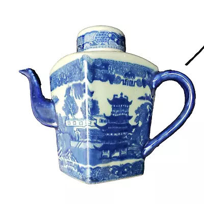 Buy Victoria Ware Ironstone Flow Blue Asian Design Tea Pot Coffee Pot Marked 8  • 26.07£