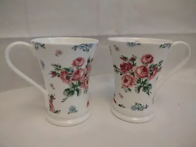 Buy 2 X Laura Ashley Floral Rose Mugs Fine Bone China - Vgc • 19.95£