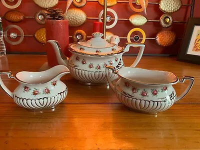 Buy Vintage Antique Teapot Made In England Georgian Style Teapot Creamer And Sugar • 70.48£