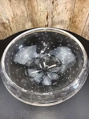 Buy Contemporary Heavy Clear Glass 'Controlled Bubble' Fruit Bowl Approx 8” X 3.5” • 12£