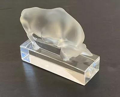 Buy Lalique Bull Figurine Paperweight Signed France 4.5 Inch Frosted Crystal • 92.26£
