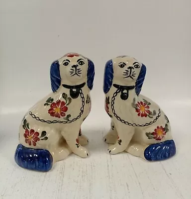 Buy Siltone Pottery X2 Wally Dogs Hand Painted Floral Glossy Figurines • 9.99£