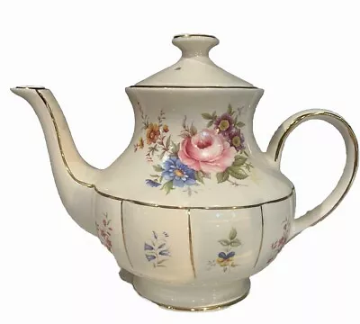 Buy Vintage Arthur Wood & Son Teapot Staffordshire England Floral Gold Trim • 18.62£