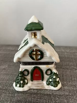 Buy Vintage Porcelain Church Hinged Trinket Box Christmas Steeple Limoges Style • 20.49£