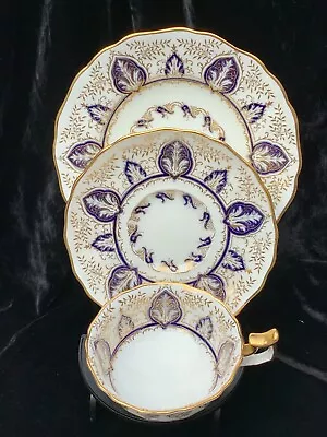 Buy Antique Cauldon Trio - Cup & Saucer & Side Plate Middle Eastern Design Leafs • 84.99£