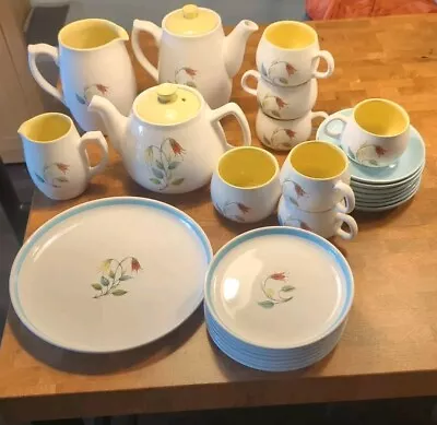 Buy Langley England Pottery Cups Mugs Contoured Flowers Windmill Hallmark Set  • 30£