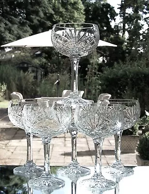 Buy Six Gorgeous Lead Cut Crystal Champagne Coupes  Cocktail Glasses 14.5cm, 230ml • 75£
