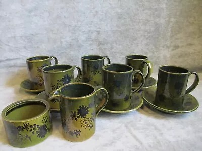 Buy Vintage Rye Pottery England 6 Mugs & Saucers Cream Sugar • 16.77£