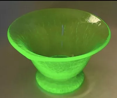 Buy Art Deco Mystery Stourbridge? Crack Uranium Glass Bowl Excel Polished Pontil • 50£