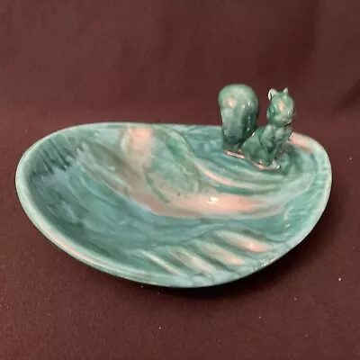 Buy Large Vintage GREEN Anglia Pottery - SQUIRREL Oval Trinket Bowl /Ashtray • 15£
