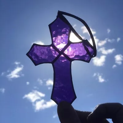 Buy Handmade Genuine Stained Glass Cross Suncatcher Made In Wales  • 7.99£