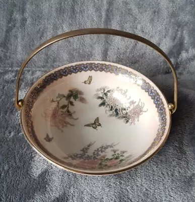 Buy Vintage Oriental Style Porcelain Candy Dish, Metal Handle, Sweets Mints Biscotti • 10.50£