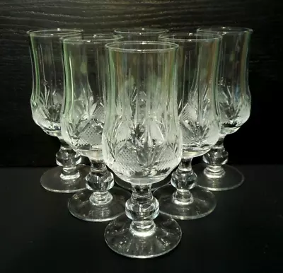 Buy 6 Crystal Sherry Glasses - Cut Bowls - 13 Cm (5 ) Tall - 80 Ml - Knopped Stems • 17.99£