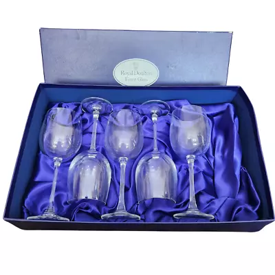 Buy Vintage Royal Doulton Clear Glass Wine Glasses In Original Box - Set Of 5 • 40£