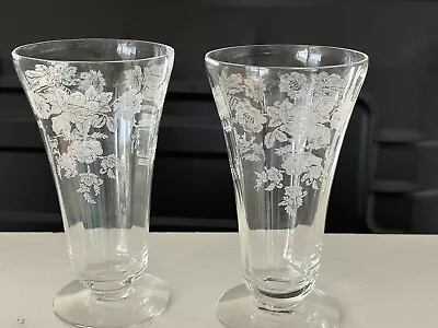 Buy Vintage Crystal Floral/Dot Etched Pattern Optic Paneled Footed Parfait Glass • 25.15£