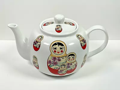 Buy Russian Dolls Design White Fine China Teapot 3 Pints By The Leonardo Collection • 24.99£